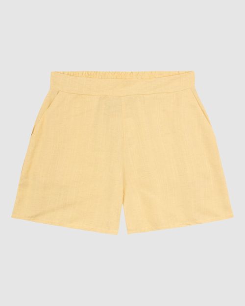 Shorts Feminino Evasê Bolso Faca Em Viscolinho Texturizado
