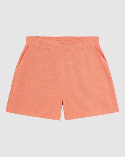 Shorts Feminino Evasê Bolso Faca Em Viscolinho Texturizado