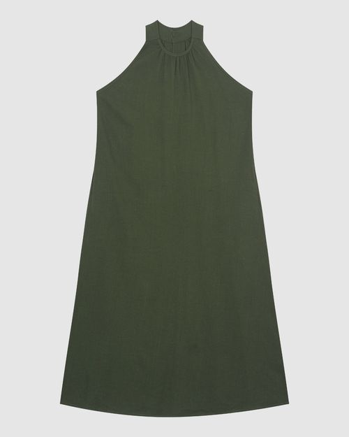 Vestido Amplo Feminino Com Bolso Funcional Em Viscolinho Texturizado