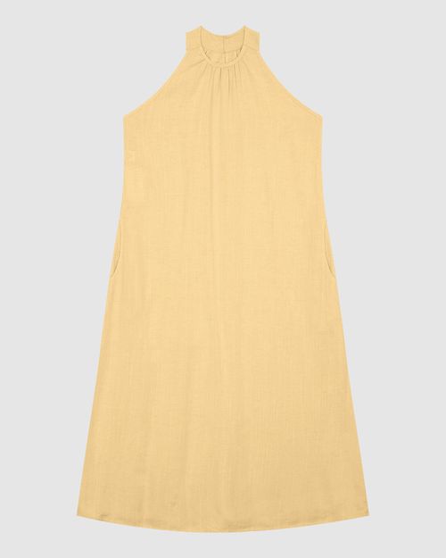 Vestido Amplo Feminino Com Bolso Funcional Em Viscolinho Texturizado
