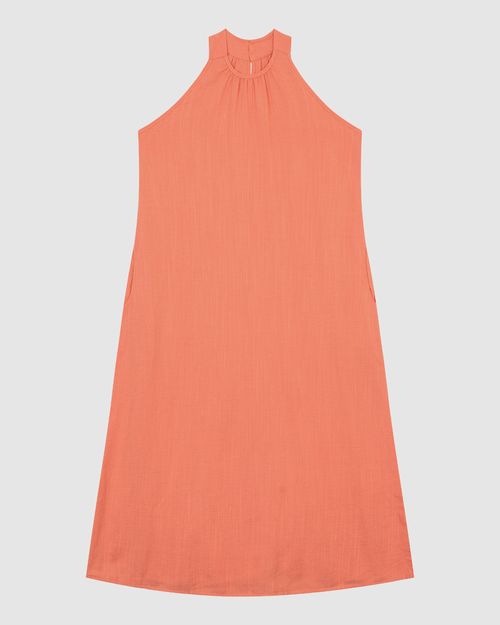 Vestido Amplo Feminino Com Bolso Funcional Em Viscolinho Texturizado