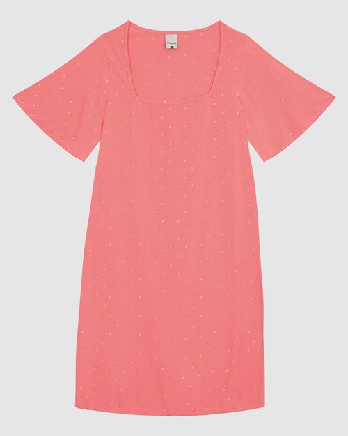 Vestido Feminino Decote Quadrado Em Plumetis Brilho