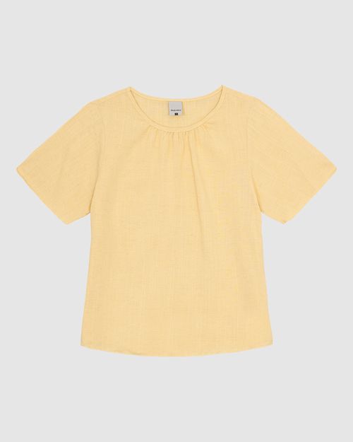 Blusa Ampla Feminina Franzido No Decote Em Viscolinho Texturizado
