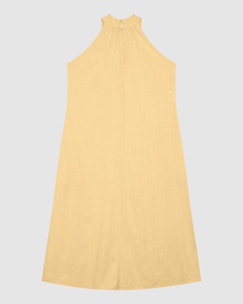 Vestido Amplo Feminino Com Bolso Funcional Em Viscolinho Texturizado