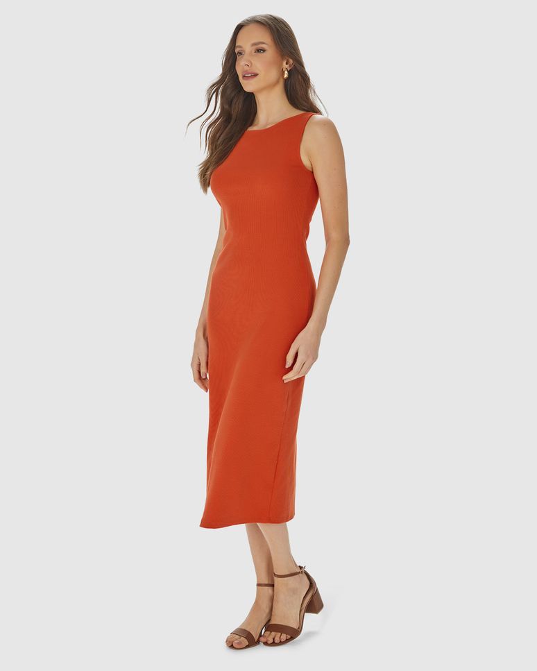Vestido Midi Feminino Reto Duas Formas De Uso Em Ribana