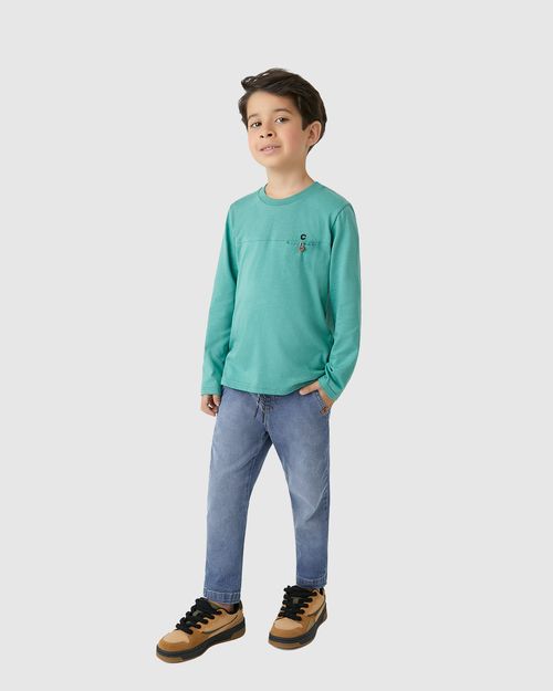 Calça Menino Jogger Cadarço Funcional Em Jeans Com Elastano - Carinhoso