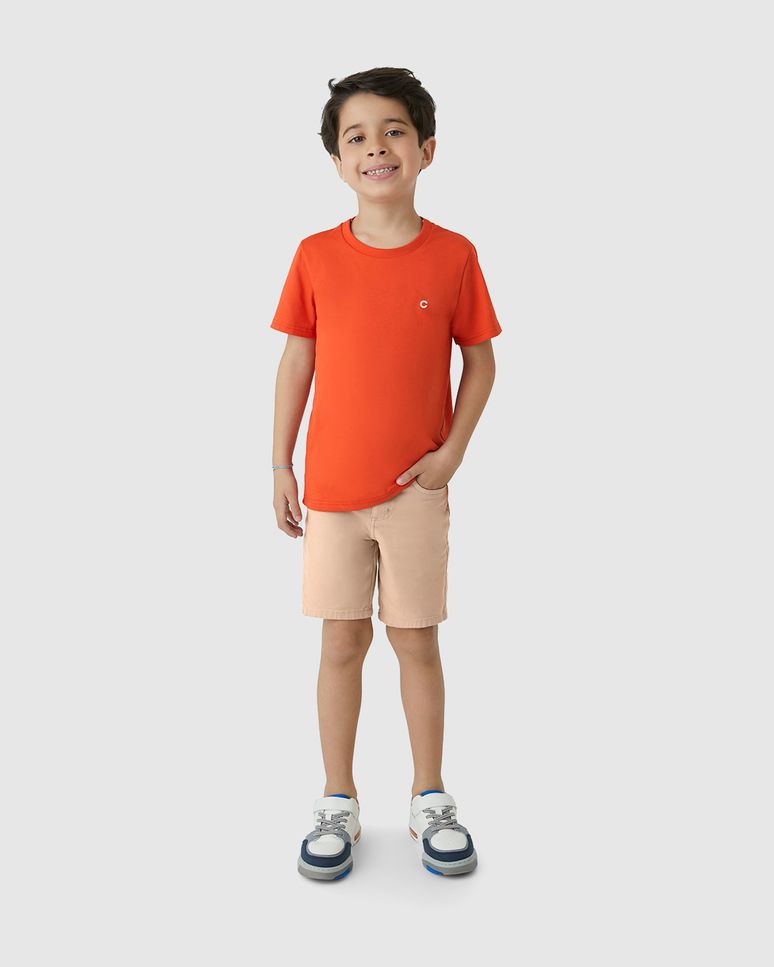 Camiseta Menino Manga Curta Em Algodão - Carinhoso