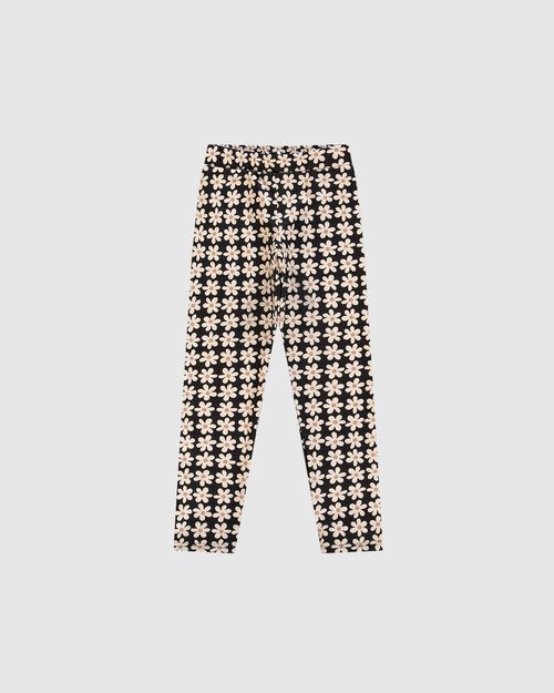 Calça Menina Legging Estampa Floral Em Tecido Soft - Carinhoso