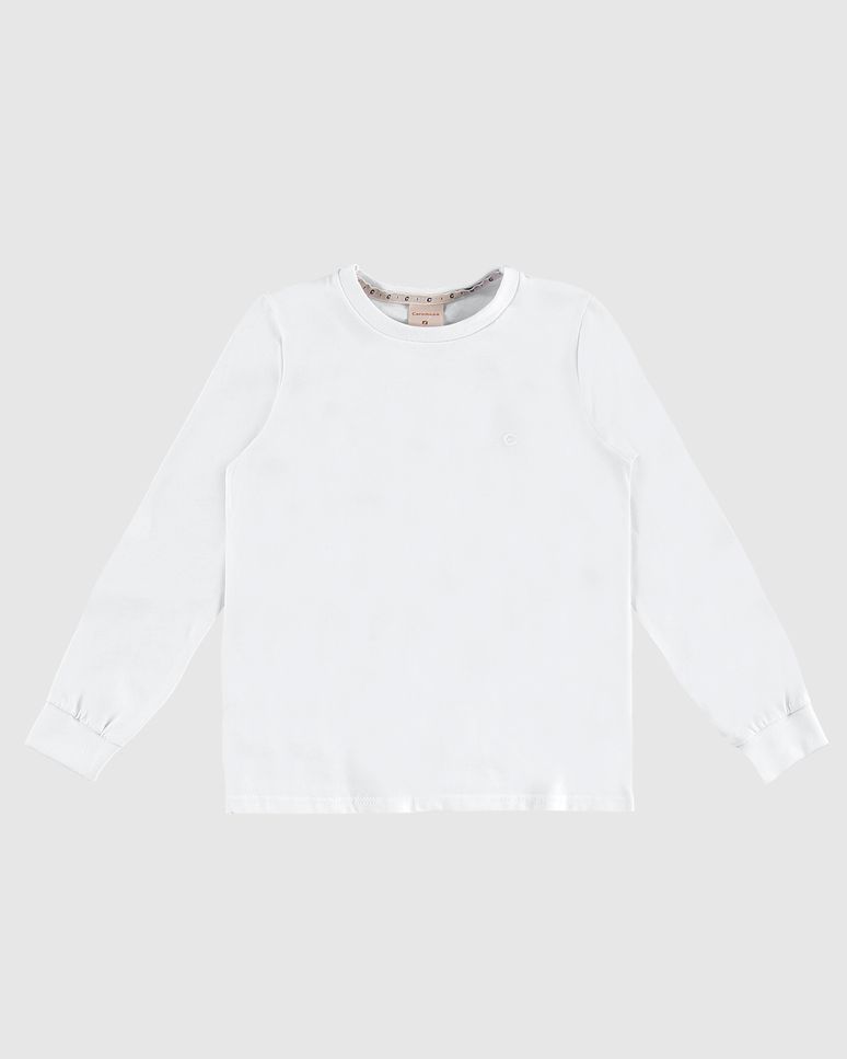 Camiseta Menino Gola Redonda Manga Longa Em Algodão - Carinhoso