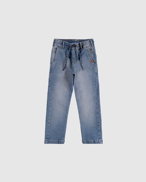 Calça Menino Jogger Cadarço Funcional Em Jeans Com Elastano - Carinhoso
