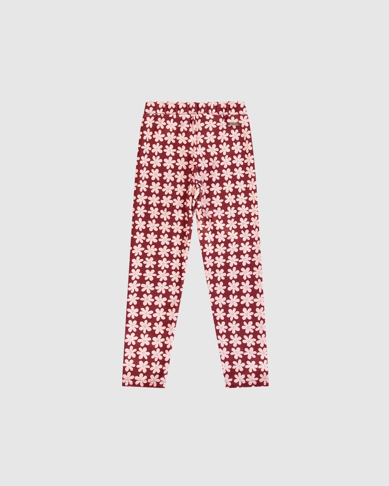 Calça Menina Legging Estampa Floral Em Tecido Soft - Carinhoso