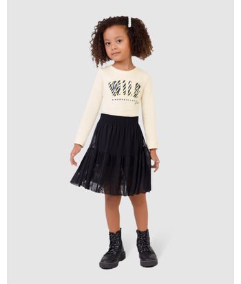 Conjunto Infantil Menina Blusa Wild Algodão E Saia Tule Malwee Kids