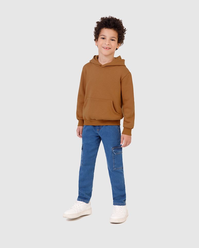 Calça Infantil Masculina Relaxed Fit em Jeans Moletom Malwee Kids