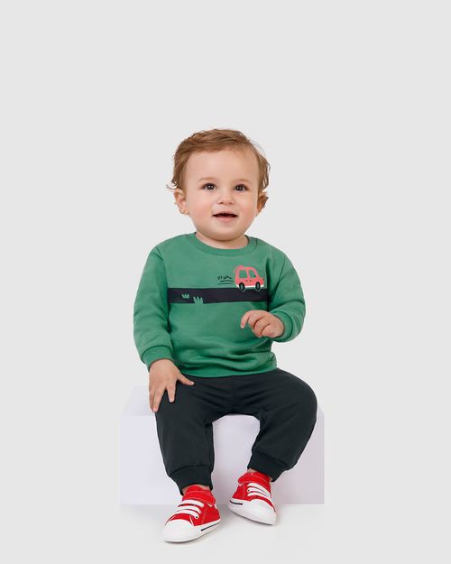 Conjunto Infantil Menino Blusão E Calça Em Moletom Flanelado Malwee Kids