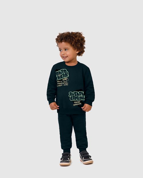 Conjunto Infantil Menino Blusão Com Estampa Moletom Flanelado Malwee Kids