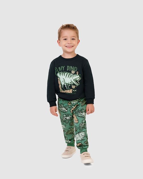 Conjunto Infantil Menino Calça Estampada Em Moletom Flanelado Malwee Kids