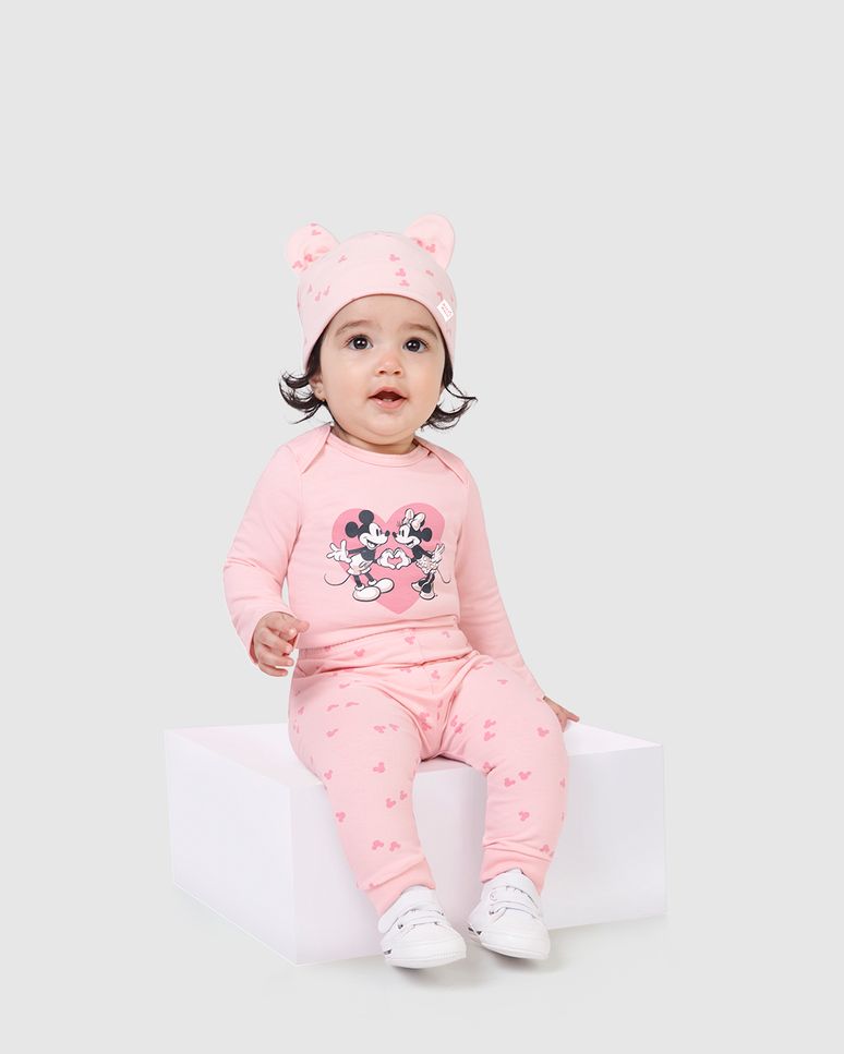 Conjunto Infantil Menina Mickey Disney Com Touca Em Algodão Malwee Kids