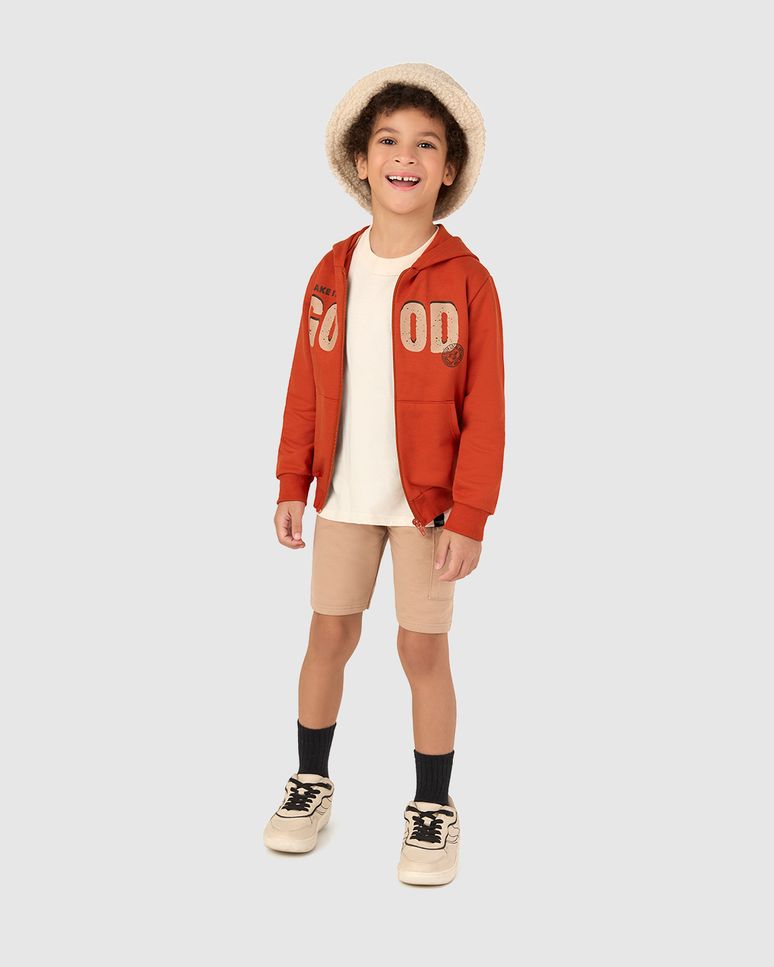 Jaqueta Infantil Masculina Make It Good em Moletom Flanelado Malwee Kids