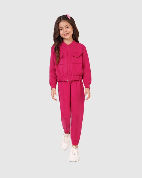 Conjunto Infantil Menina Jaqueta Box E Calça Jogger Em Moletinho Malwee Kids