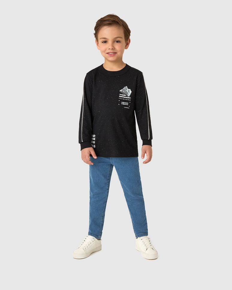 Camiseta Infantil Menino Manga Longa Com Estampa Malha Botonê Malwee Kids