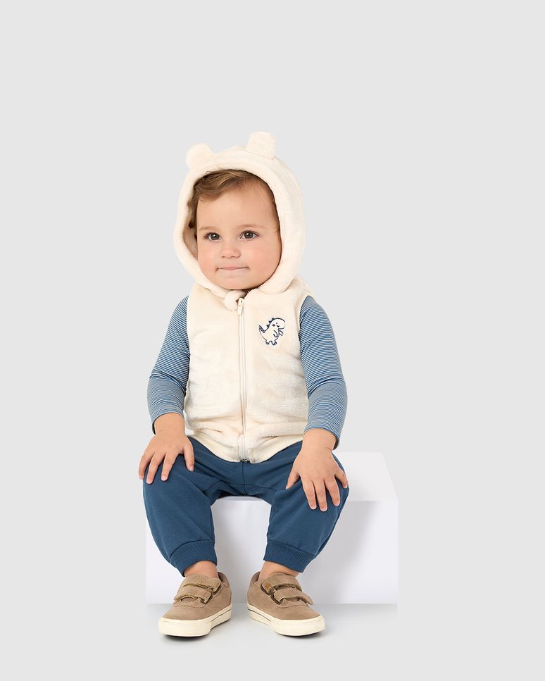 Conjunto Infantil Menino 3 Peças Colete + Body + Calça Malwee Kids