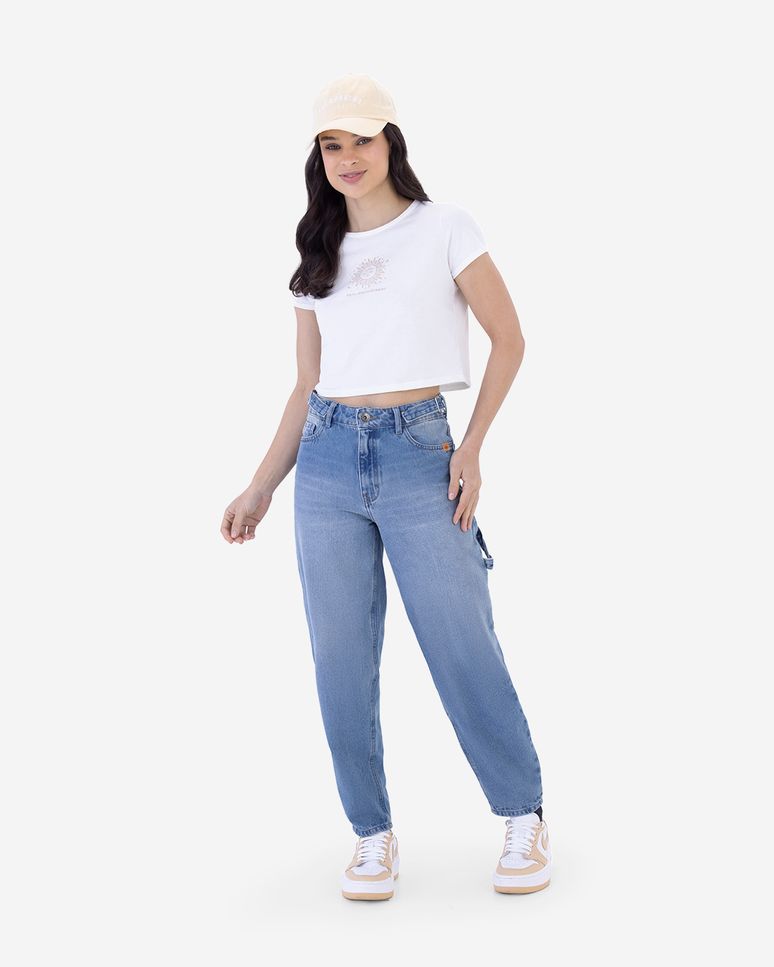 Calça Infantil Feminina Barrel Cintura Alta em Jeans Malwee Kids