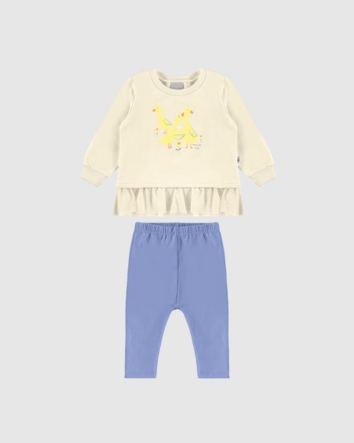 Conjunto Infantil Menina Blusão Com Tule Em Moletom Flanelado Malwee Kids