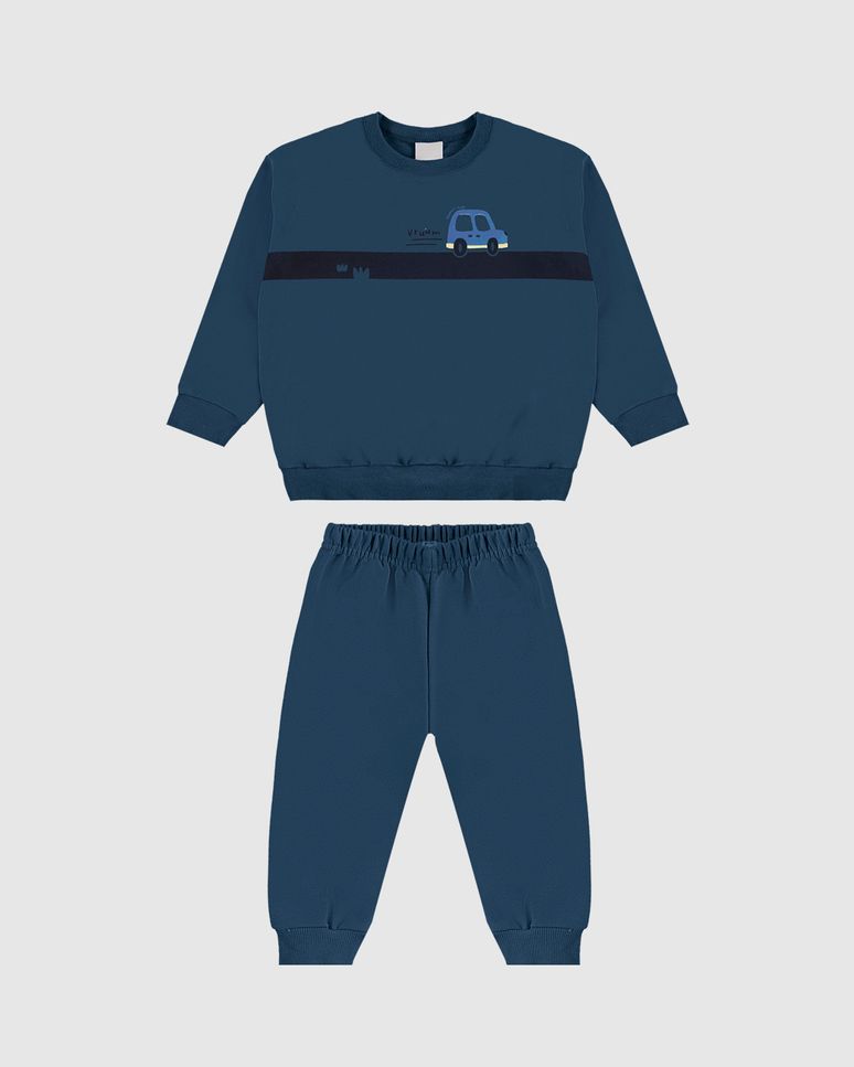 Conjunto Infantil Menino Blusão E Calça Em Moletom Flanelado Malwee Kids