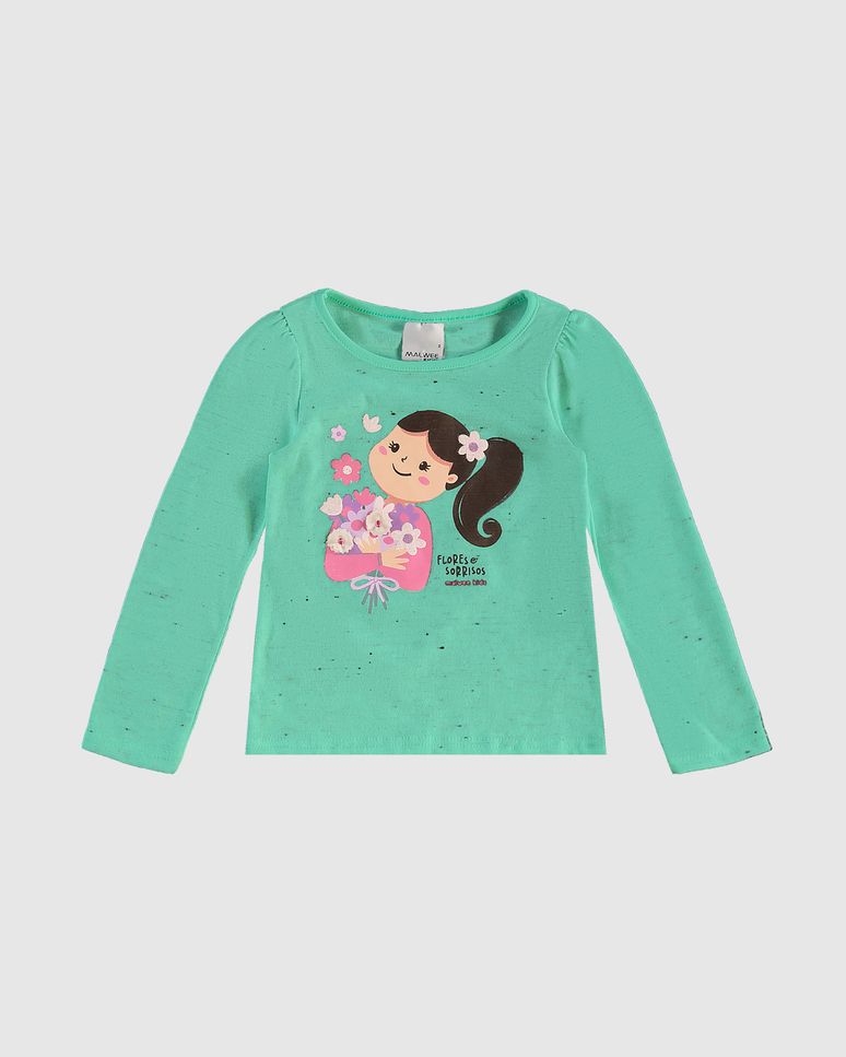 Blusa Infantil Menina Flores E Sorrisos Em Malha Botonê Malwee Kids