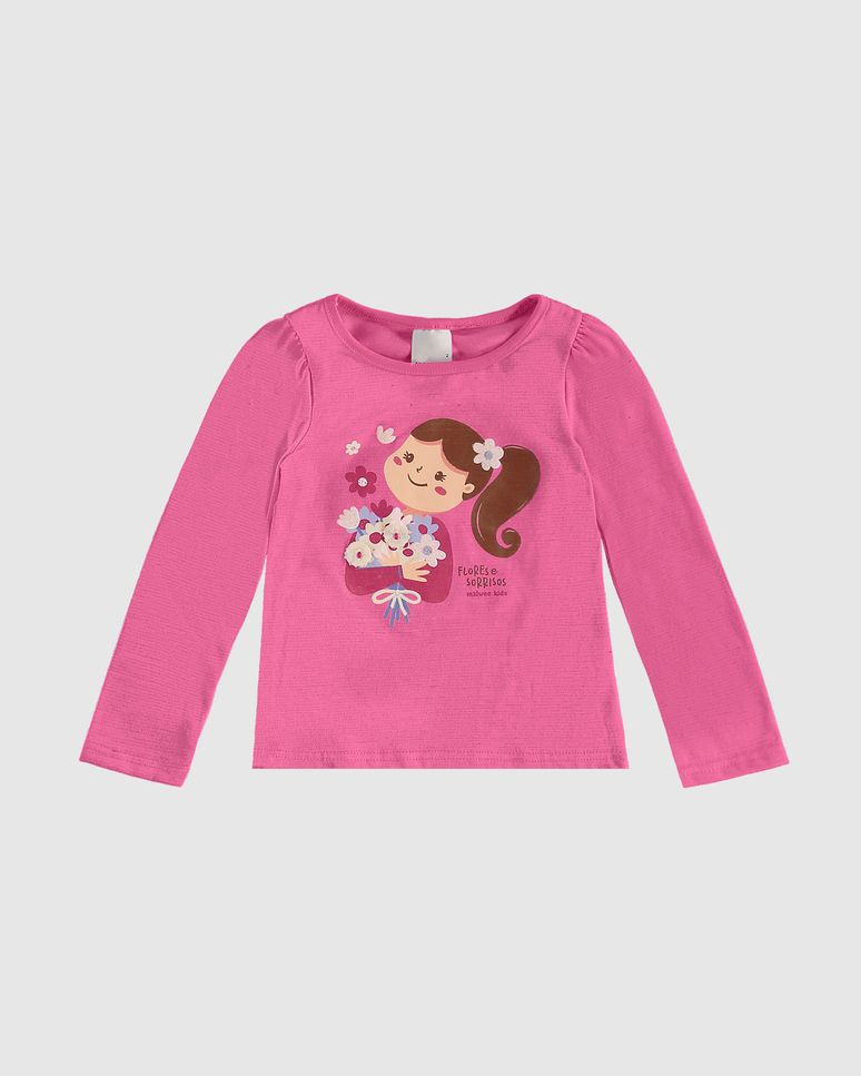 Blusa Infantil Menina Flores E Sorrisos Em Malha Botonê Malwee Kids