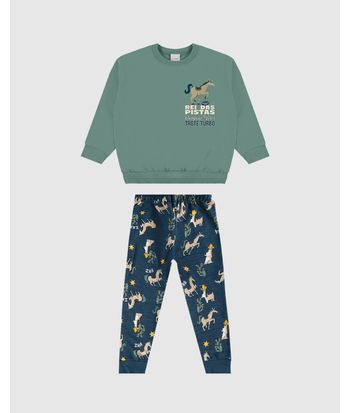 Conjunto Infantil Menino Calça Estampada Em Moletom Flanelado Malwee Kids