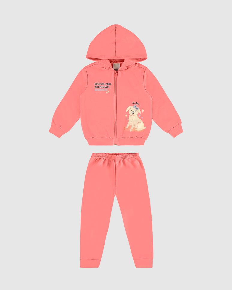 Conjunto Infantil Menina Jaqueta Com Estampa Moletom Flanelado Malwee Kids