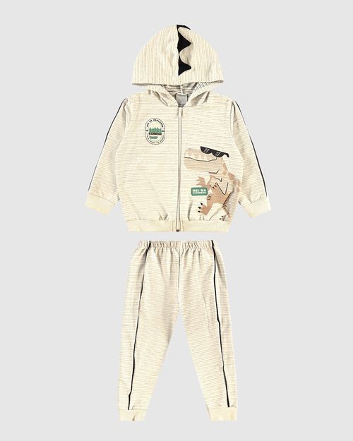 Conjunto Infantil Menino Jaqueta Com Capuz Em Malha Texturizada Malwee Kids