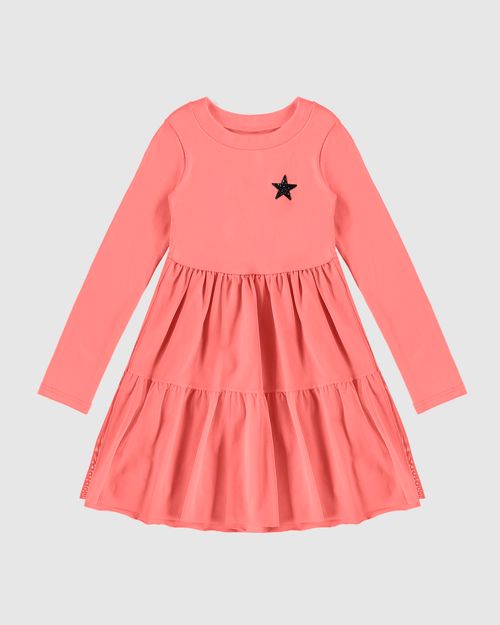 Vestido Infantil Marias Manga Longa Em Algodão E Tule Malwee Kids