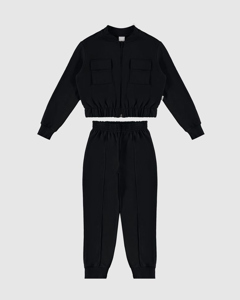 Conjunto Infantil Menina Jaqueta Box E Calça Jogger Em Moletinho Malwee Kids