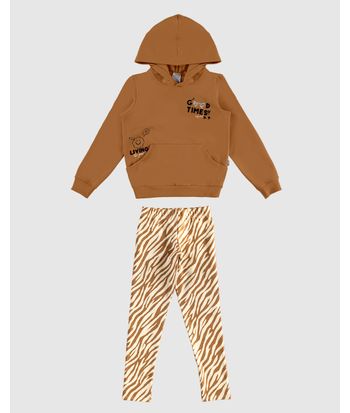 Conjunto Infantil Menina Blusão E Calça Legging Animal Print Malwee Kids