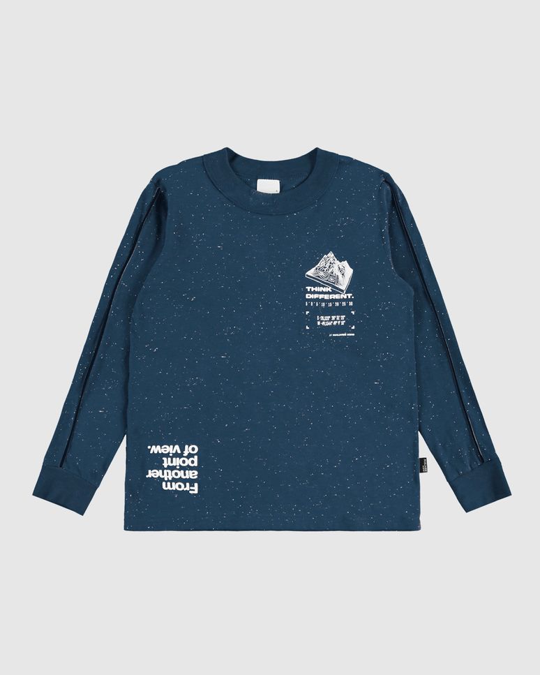 Camiseta Infantil Menino Manga Longa Com Estampa Malha Botonê Malwee Kids