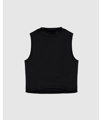 Regata Cropped Infantil Menina Gola Alta em Malha Viscose Canelada Malwee Kids