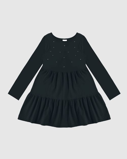 Vestido Infantil Marias Com Aplique Metal Em Algodão Malwee Kids
