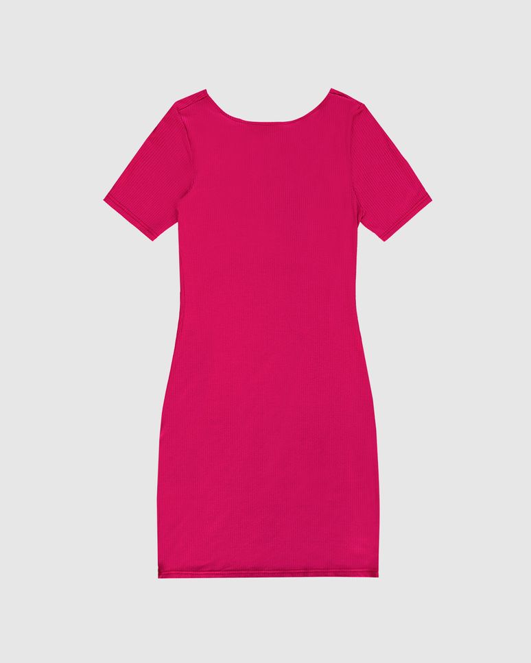 Vestido Infantil Menina Detalhe Torção Costas Em Malha Viscose Canelada Malwee Kids