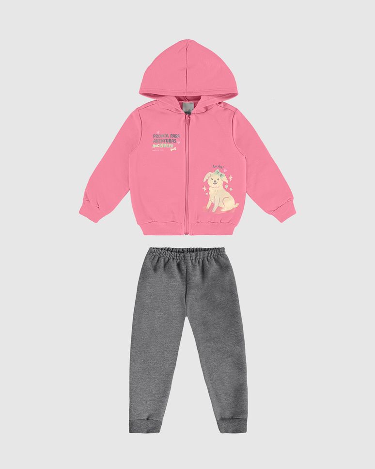 Conjunto Infantil Menina Jaqueta Com Estampa Moletom Flanelado Malwee Kids