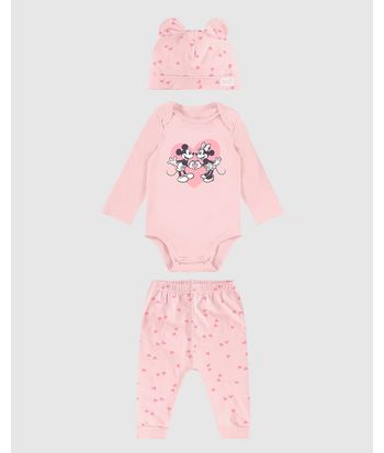 Conjunto Infantil Menina Mickey Disney Com Touca Em Algodão Malwee Kids