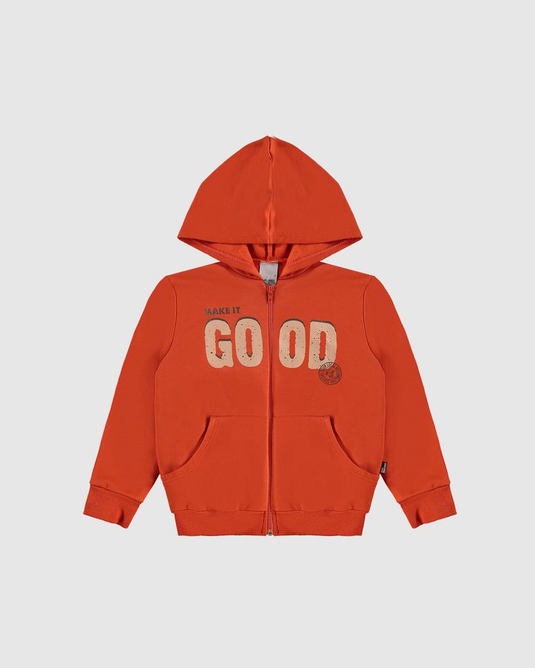 Jaqueta Infantil Masculina Make It Good em Moletom Flanelado Malwee Kids