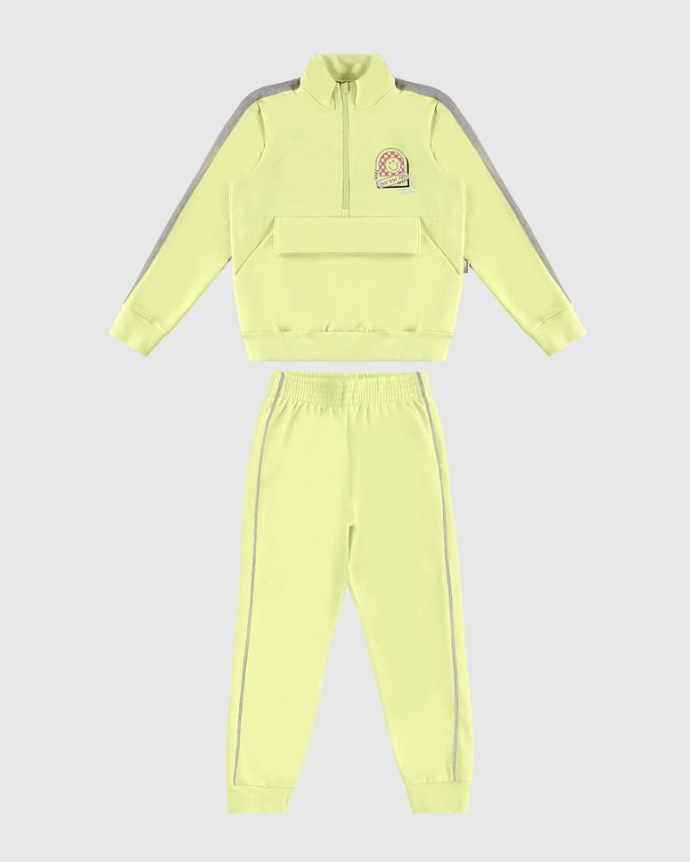 Conjunto Infantil Menina Jaqueta Bolso Lapela Moletom Flanelado Malwee Kids