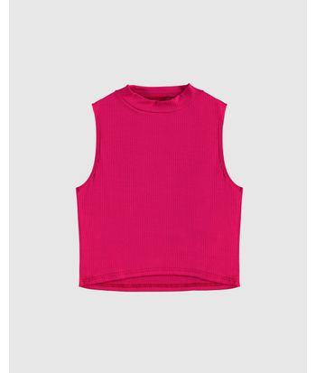 Regata Cropped Infantil Menina Gola Alta em Malha Viscose Canelada Malwee Kids