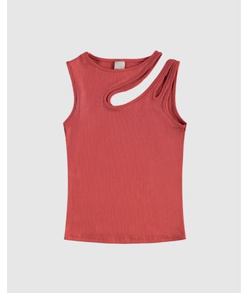 Regata Cropped Infantil Menina Cut Out em Malha Canelada com Brilho Malwee Kids