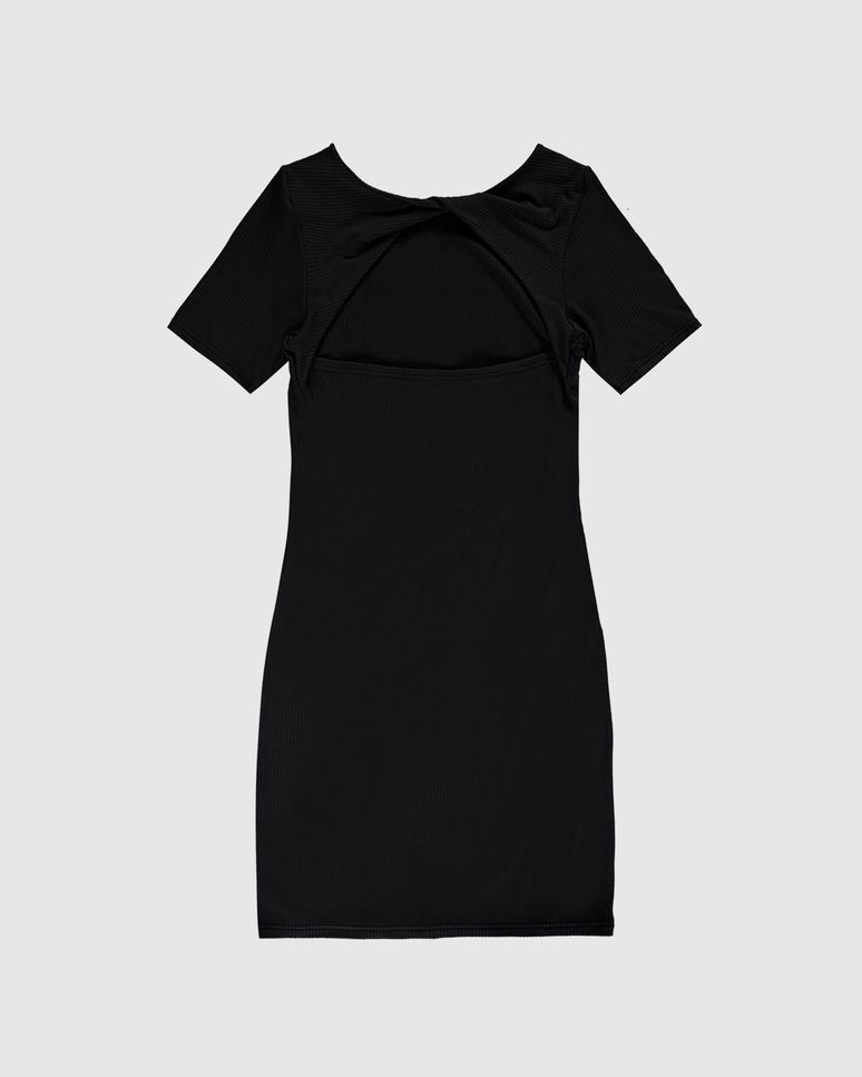 Vestido Infantil Menina Detalhe Torção Costas Em Malha Viscose Canelada Malwee Kids