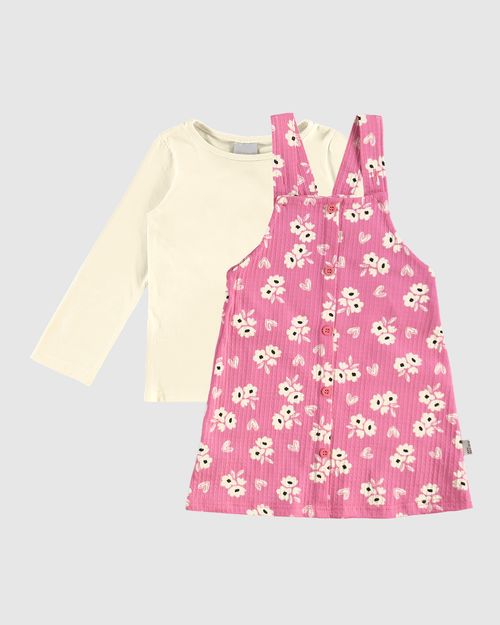 Conjunto Infantil Menina Blusa Manga Longa E Vestido Estampado Malwee Kids