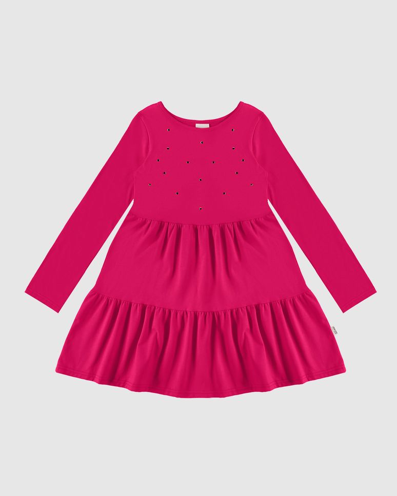Vestido Infantil Marias Com Aplique Metal Em Algodão Malwee Kids