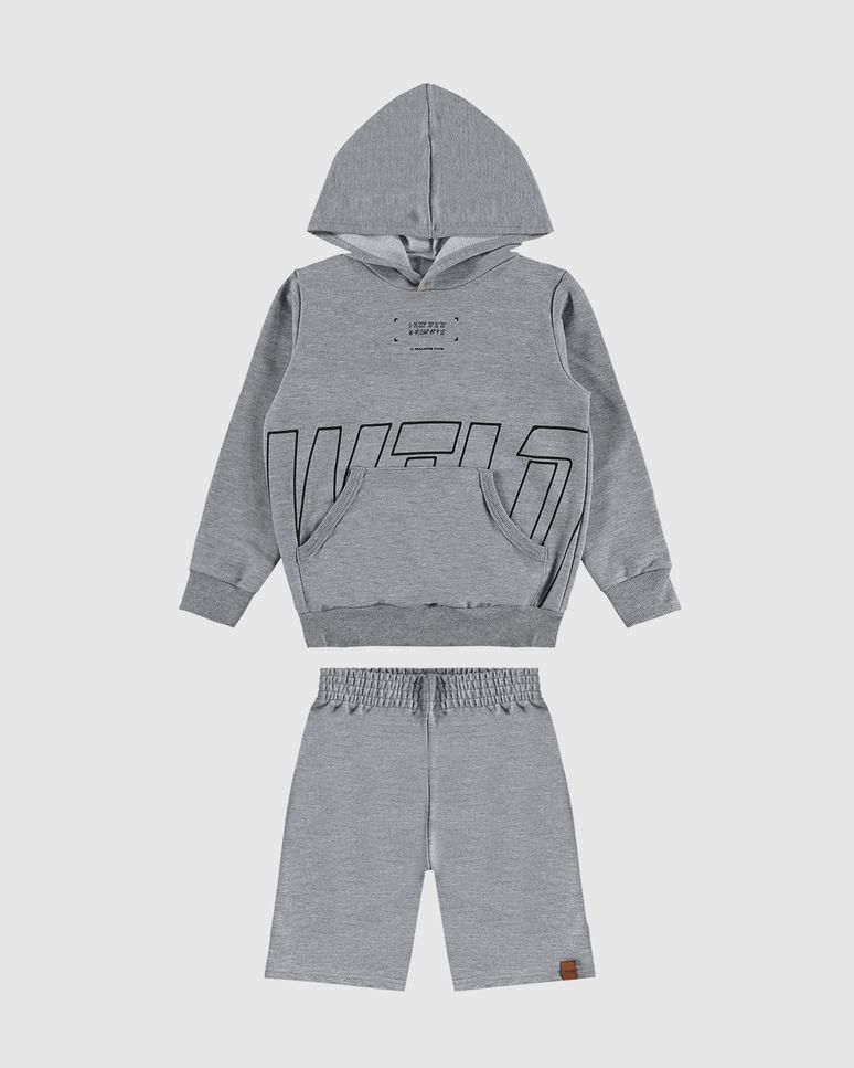 Conjunto Infantil Menino Blusão Com Capuz E Bermuda Em Moletom Malwee Kids
